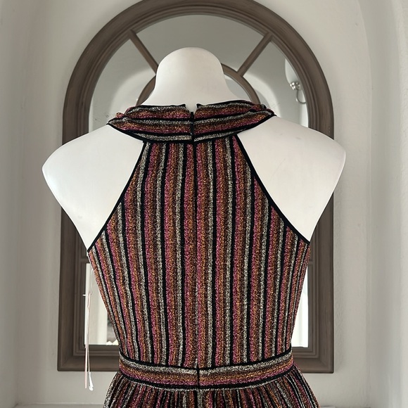 Aqua Striped Metallic Gown in Black Multi, Size XS New w/Tag Retail $298 - Picture 8 of 10